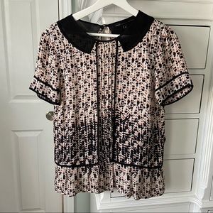 Marc by Marc Jacobs silk short sleeve top with collar